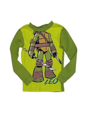 NICKELODEON Boy's Green Teenage Mutant Ninja Turtle Long Sleeve Pajama Top 4/5